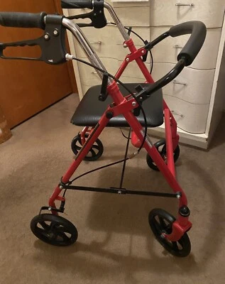 4-колесный ходунок с сиденьем, складной, красный, никогда не использовался!! - Изображение 1 из 4