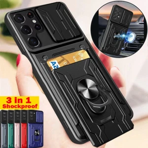 For Samsung S24 S23 S22 Ultra A54 A53 A34 Case Shockproof Ring Card Holder Cover - Picture 1 of 18