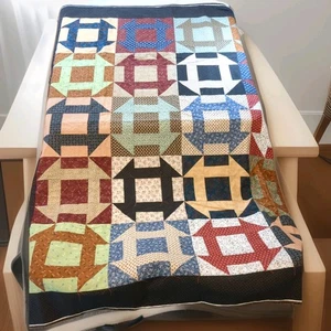 Churn Dash Bürgerkrieg Design 20 Aufnäher mehrfarbig NEU STEPPDECKE Twin Größe 72" x 60" - Bild 1 von 8