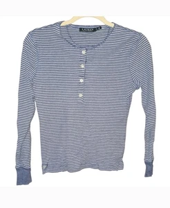 Lauren Ralph Lauren pm Hemd Top gestreift cropped blau weiß 100% Baumwolle Thermo - Bild 1 von 5