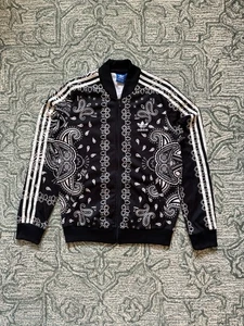 Adidas women’s full zip paisley jacket in black and white - Picture 1 of 6