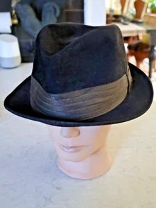 Cappello Dunlap Supreme foderato finitura seta taglia 7-1/2 fatto a mano pelliccia feltro marrone - Foto 1 di 11
