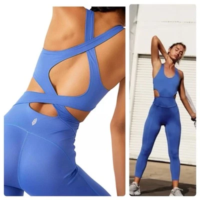 Mono Free People Movement Back It Up Talla M Azul Recorte Una Pieza Ropa Activa Foto 1 de 4