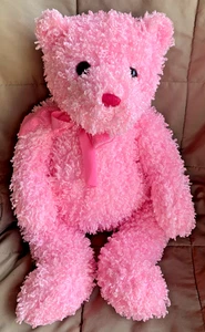 S370 - TY- Soft/Curly Tysilk/Plush/Stuffed/15"L/Pink Teddy Bear - 2004 - Picture 1 of 10