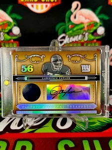 2006 National Treasures Lawrence Taylor HELMET Patch Auto /8 GAME WORN USED - Picture 1 of 2