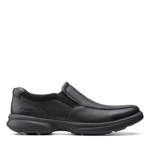 Clarks Mens Bradley Step Black Leather Casual Shoes - Picture 1 of 5