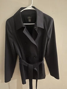 Brooks Brothers “346” Navy Blue Stretch Women’s Short Trench Coat Size 10 - Picture 1 of 3