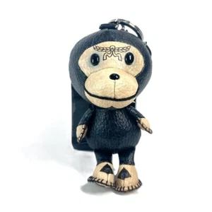 MCM A BATHING APE Milo Visetos Bag Charm Key Holder Leather Black - Picture 1 of 10