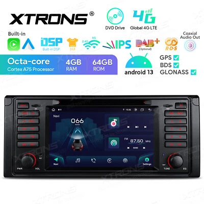 4G LTE 7" Android 14 Car DVD Radio GPS Stereo 8-Core 4+64GB DSP For BMW E39 M5 - Image 1 of 4