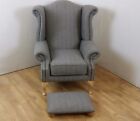 Queen Anne Style Chair in Abraham Moon 100% wool with foot stool