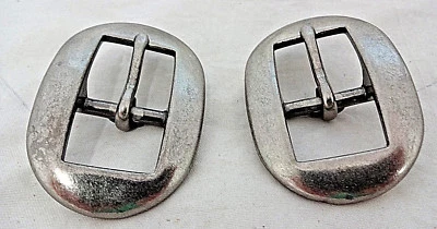 Antiguo níquel elegante carro hebillas par caballo tachuela cinturones correas espolón Foto 1 de 3