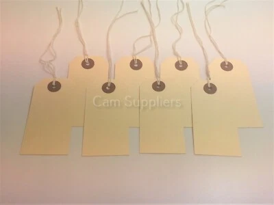 100 x Strung Labels Spares Cream Manilla Price Tags 120mm x 60mm Car Parts - Image 1 of 2