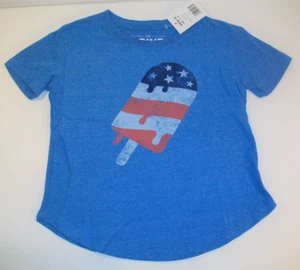 New Girl's American Flag Popsicle T-Shirt Tee, 4-5 XS, Blue - Picture 1 of 2