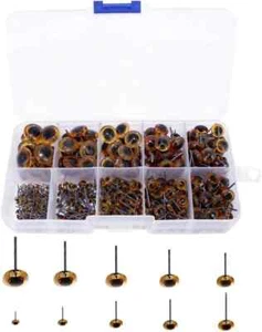 ARTCXC 100 Stck. 3-12 mm 10 Größen Bernstein Farbe Glasaugen Kits für Nadelfilzen Bären - Bild 1 von 3