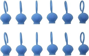 Decorative Seashell Shower Curtain Hooks Rings - Molded Plastic, Durable Blue - Picture 1 of 8