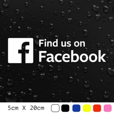 BLUNTGRAPHICS FIND US ON FACEBOOK STICKERS DECALS CAR VAN SHOP DOOR GLOSS WHITE PROMO SOCIAL