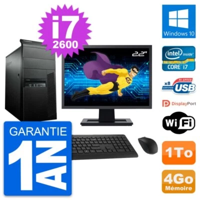 PC tour Lenovo M91p Bildschirm 22 " Intel i7-2600 RAM 4Go Scheibe 1To Windows 10 - Bild 1 von 3