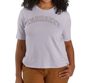 T-shirt Carhartt vestibilità ampia donna taglia L leggera manica corta grafica lilla - Foto 1 di 3