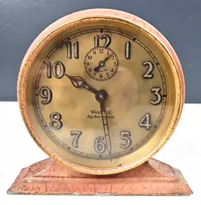 1927 Westclox Big Ben De Luxe Alarm Clock Pink Rose Gold Crackle - Picture 1 of 5