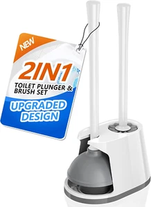 WC-Kolben und Bürstengarnitur, Schüsselbürste und strapazierfähiger Toilettenkolben mit Entlüftung - Bild 1 von 12