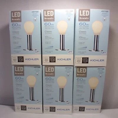 6 Kichler 60W A15C Candelabra Base LED Bulb 5W Dimmable Soft White #0777420 NEW  - Image 1 of 4