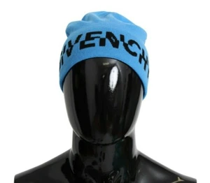 GIVENCHY Paris Blue Wool Hat Logo Beanie Unisex Men Women One Size Winter Warm - Picture 1 of 6