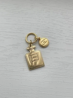 Chanel Authentic Gold Tone Small Bottle Bag Keyring Charm Pendant