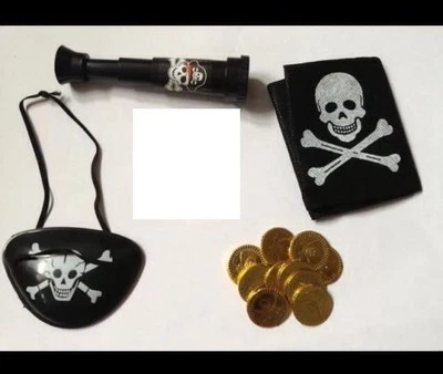 TELESCOPIO PIRATA CON PARCHE EN EL OJO MONEDAS Y PAÑUELO DISFRAZ ACCESORIO UK SLR Foto 1 de 3