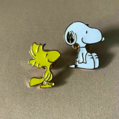 Snoopy and Woodstock Brooch 2Pcs/set Pin Backpack Lapel Hat Brooch Enamel Gifts* - Image 1 of 3