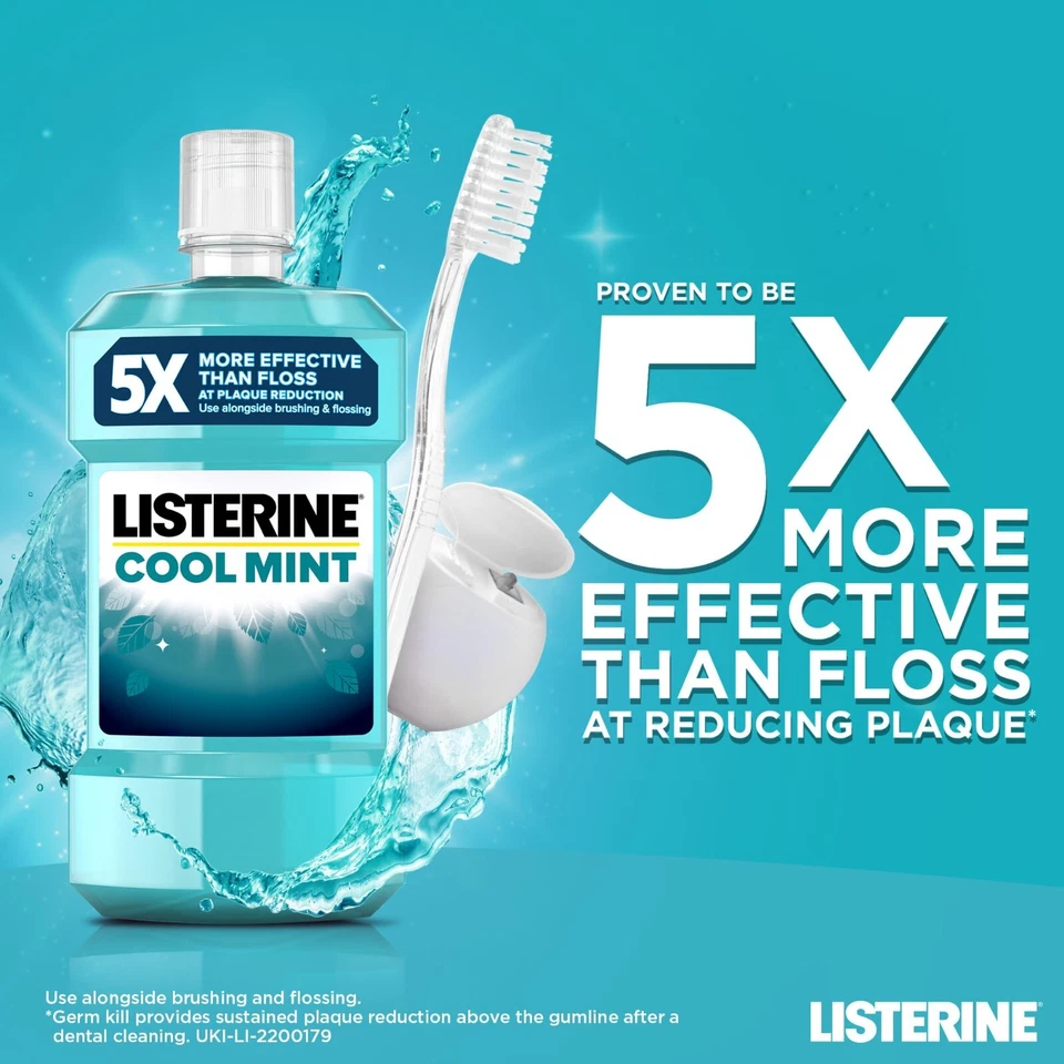 Listerine Cool Mint Antiseptic Mouthwash for Bad Breath Plaque and Gingivitis