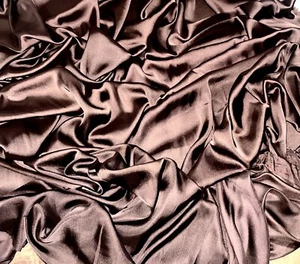 1 meter dark brown silky lightweight charmeuse satin dress fabric 58” wide - Picture 1 of 4