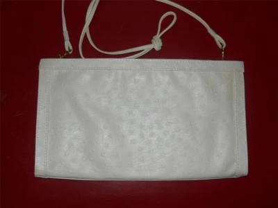 Bolso de Mano/Bolso de Hombro Bueno Marfil Crema Estampado Avestruz Sintético 2 Vías Años 70-80 Foto 1 de 4