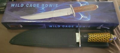 Cuchillo Bowie Jaula Salvaje Amarillo Marca Tomahawk Nuevo XL1010. Hoja de acero inoxidable de 7" Foto 1 de 4