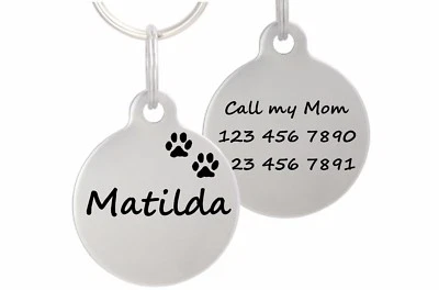 Double Sided Laser Etched Stainless Steel Pet ID Tag for Dog & Cat Tag 1" Round - Image 1 of 2