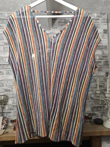 20 Top Multicoloured Sparkle V Neck Pleated Stretchy Festival Hippie Party - Picture 1 of 15
