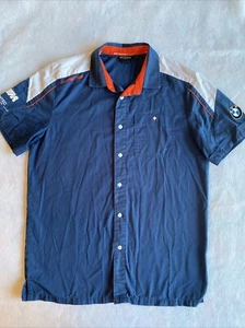BMW Motorrad Shirt Adult Medium Red White Blue Button Down Short Sleeve - Picture 1 of 11