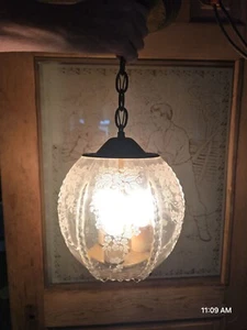 VINTAGE DEPRESSION GLASS NEW MARTINSVILLE CLEAR RADIANCE PUNCH BOWL SWAG LIGHT - Picture 1 of 16