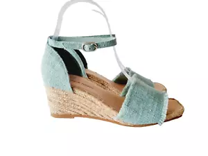 *New* DJANGO & JULIETTE Green Wedges Espadrilles Sandals Shoes SIZE 37 Au 6 - Picture 1 of 6