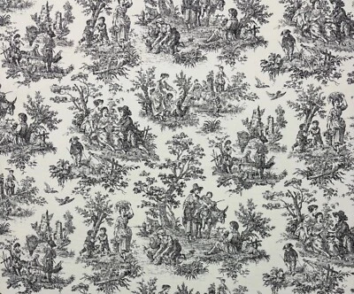 WAVERLY RUSTIC LIFE NOIR BLACK CHARMED TOILE MULTIPURPOSE FABRIC BY YARD 54"W - Image 1 of 4