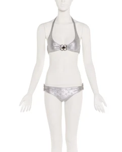 Louis Vuitton Limited Edition Silver Logomania Two-Piece Swimsuit - Picture 1 of 5