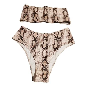 2 Pc Bathing Bikini Swim Suit Women's M Padded Lined High Cut  Snake Print NWT - Picture 1 of 6
