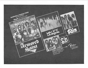 Armored Saint Concert Flyer 1984 Perkin's Palace - Picture 1 of 1