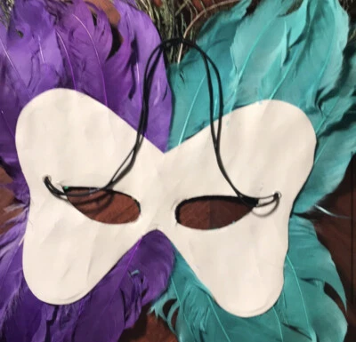 Feathers Venetian Masquerade Eye Mask-Choices-Halloween Costume Mardi Gras NEW - Image 1 of 4