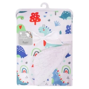 Mink Sherpa Baby Blanket Dinosaur Design Crib Pram Moses Blanket Fleece Wrap - Picture 1 of 3