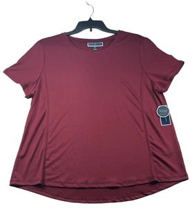 Karen Scott Workout Shirt Womens size XL Burgundy Short Sleeve Moisture Wick New - Picture 1 of 7