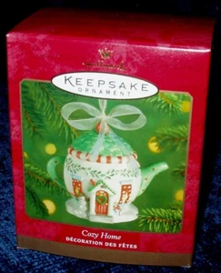 Vintage 2001 Hallmark COZY HOME Porcelain Teapot Keepsake Ornament - Picture 1 of 4
