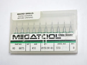 MegaTool MD 0075 #93 0.0075" STD119 09969-01 PCB Micro Drills 10-Pack New Sealed - Picture 1 of 3