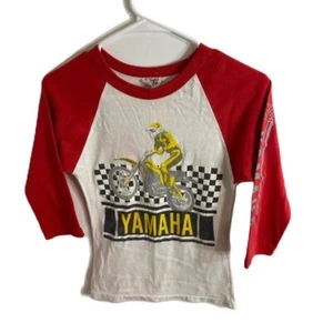 Camisa raglán vintage Yamaha motocross carreras mediana niños jóvenes timbre rojo cuadros - Imagen 1 de 6