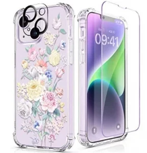 Flowers Phone Case for iPhone 14 Pro Max 6.7" + Screen Protector & Ring Holder - Picture 1 of 4