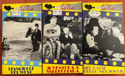 3 VHS Stanlio e Ollio - GLI EROI DELLA RISATA - OTTIME CONDIZIONI-DA COLLEZIONE - Immagine 1 di 2